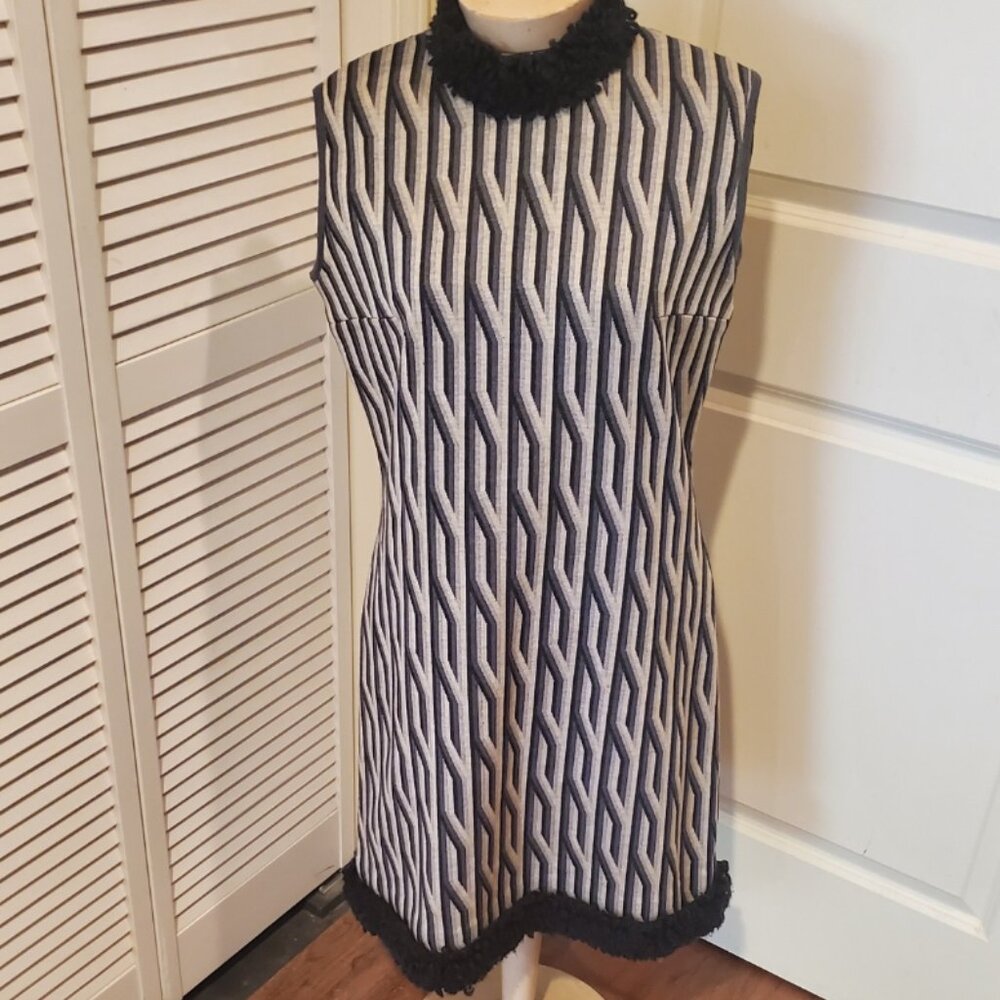 Vintage mod wool fringed dress (60's)